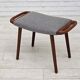 Fauteuil danois à dossier haut avec tabouret, années 1970, laine, bois de teck.