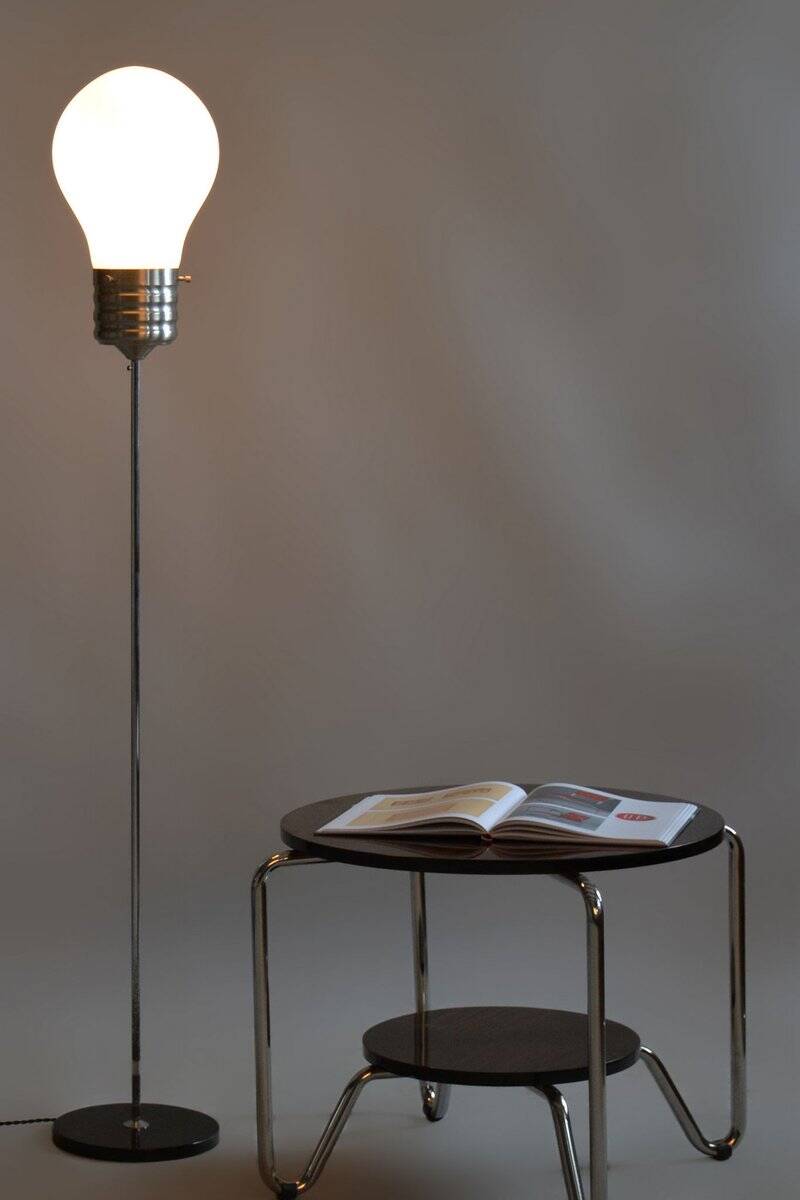 Mid-Century Modern Floor Lamp in Beech and Chrome, 1970s