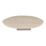 Table basse ovale vintage en travertin, années 1970