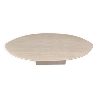 Vintage oval travertine coffee table, 1970s