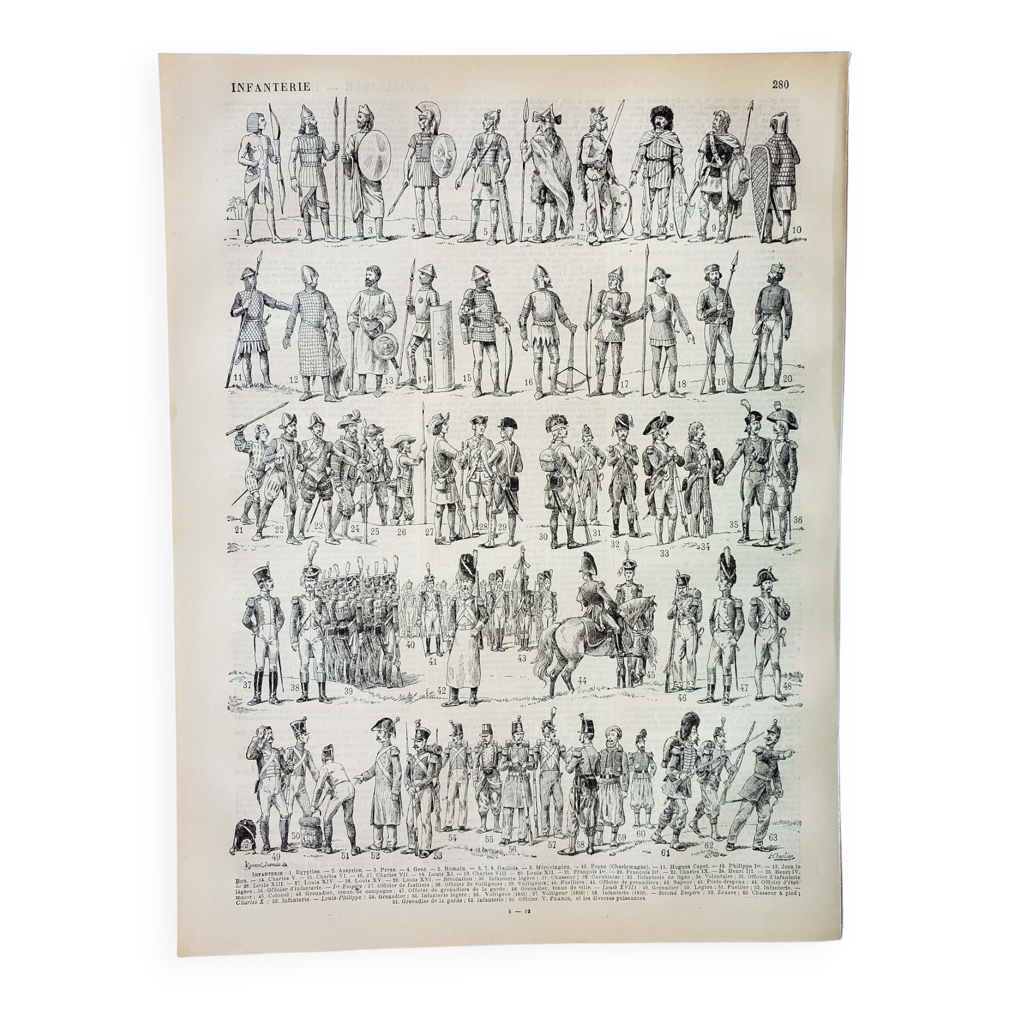 Old engraving 1898, Old infantry, soldier • Original and vintage lithograph