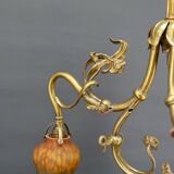 Art nouveau chandelier in gilt bronze, france, circa 1890