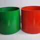 Pair of vintage paper baskets "Crayonne" in ABS, orange and green