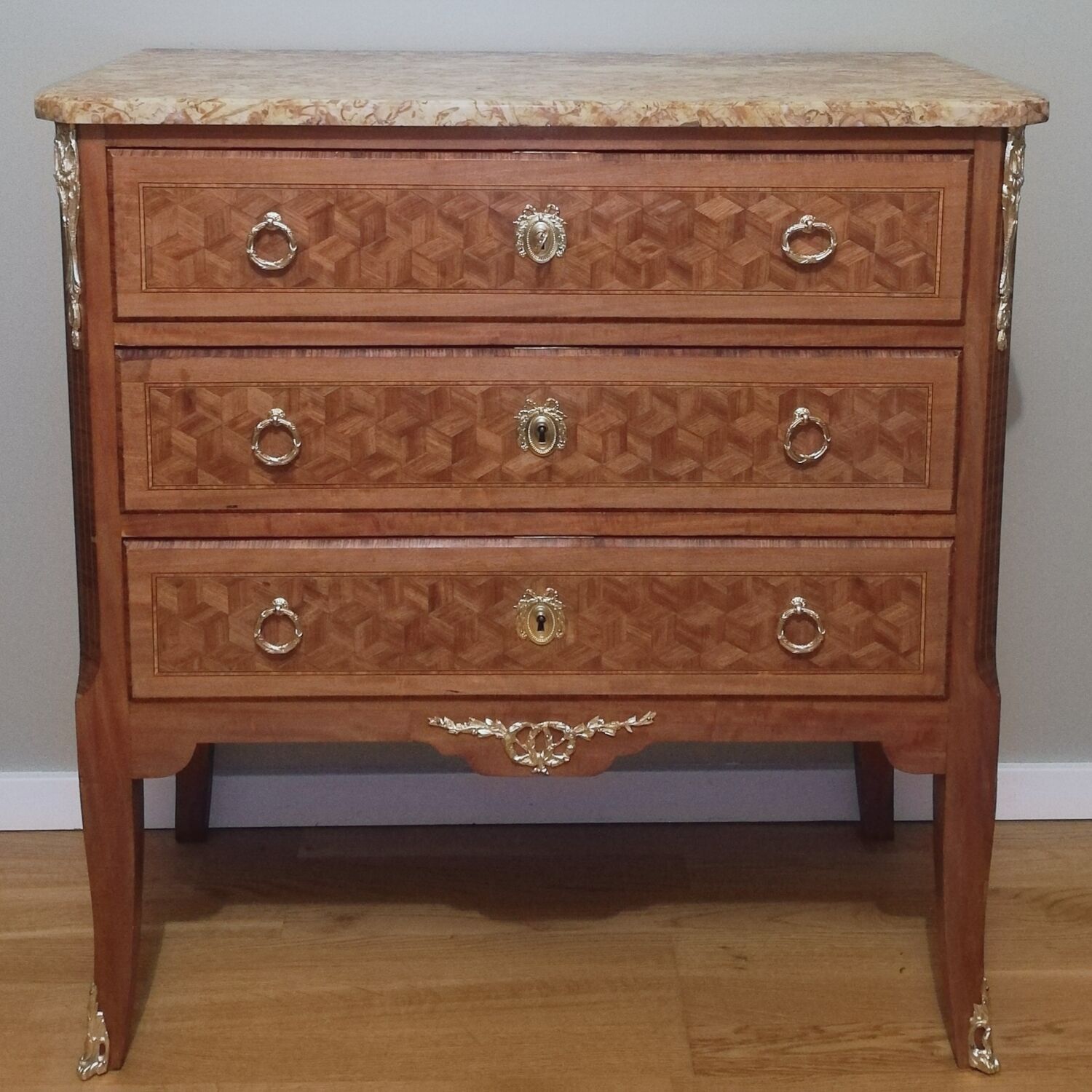 Louis XV - Louis XVI Transition style marquetry chest of drawers