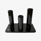 Black Candlestick Stand - VIntage Candle Holder Made From Black Shiny Ceramic From The Mid Century