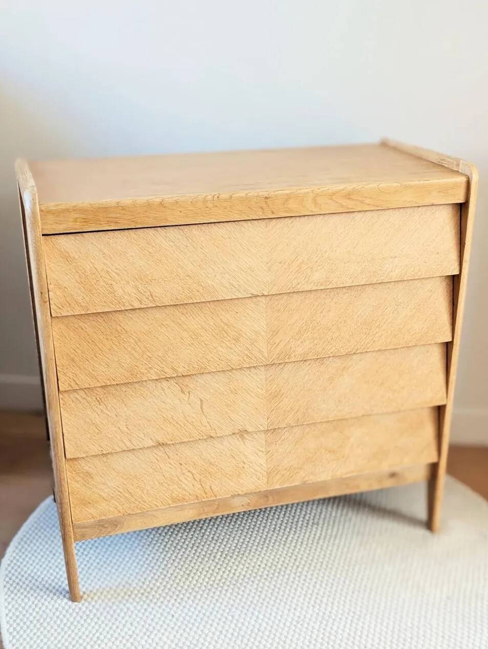 Commode vintage rénovée, années 50-60, chêne blond