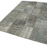 Handmade oriental contemporary 170 cm x 240 cm grey patchwork rug