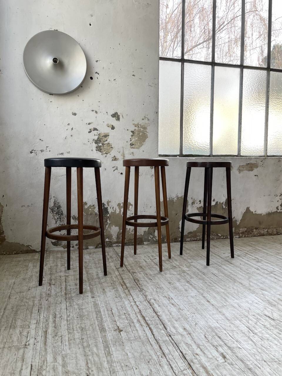 Set of three high bistro stools