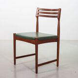 Bovenkamp Vintage Design Teak Wooden Dining Chairs with Leather Upholstery