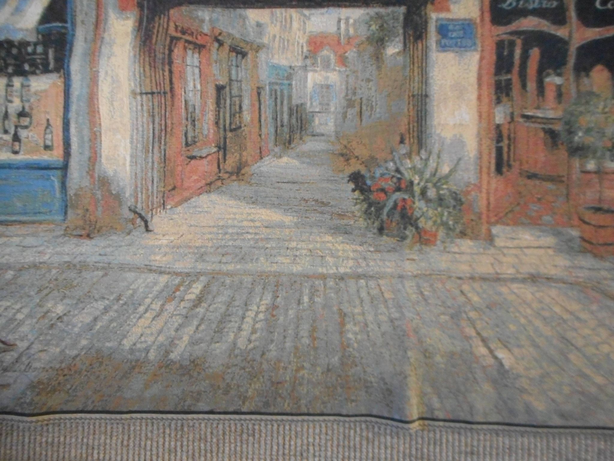 Village wall tapestry in trompe l'oeil after F de Villeneuve