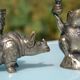 3 animal-shaped bronze candlesticks