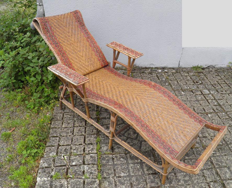 Rattan chaise longue 1900