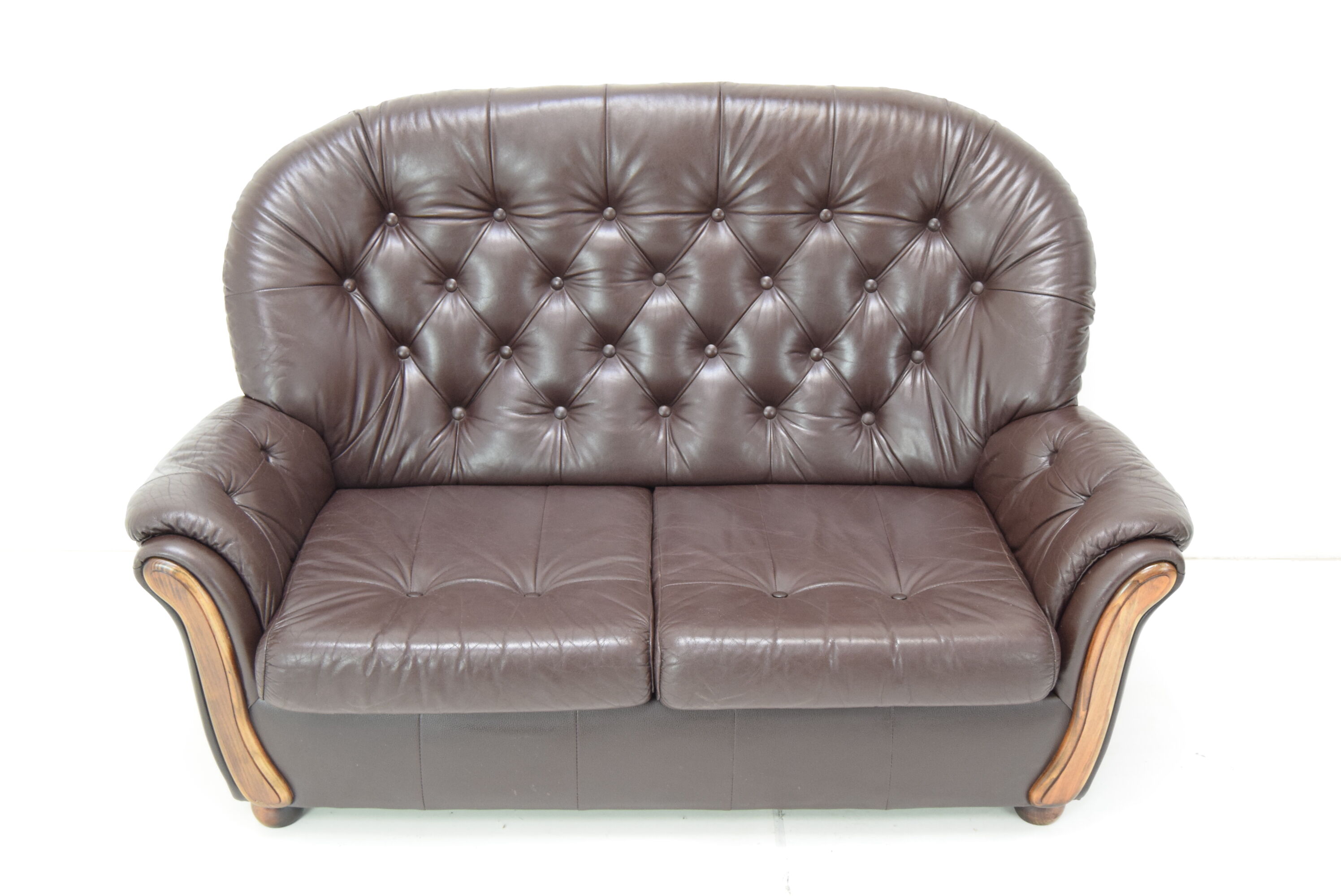 Mid-century Leatherette Two Seat Sofa,1990's.