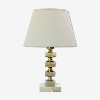 Lampe de table en laiton et albatre, années 1970