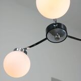 Mid-Century Italian Chrome and Opaline Chandelier