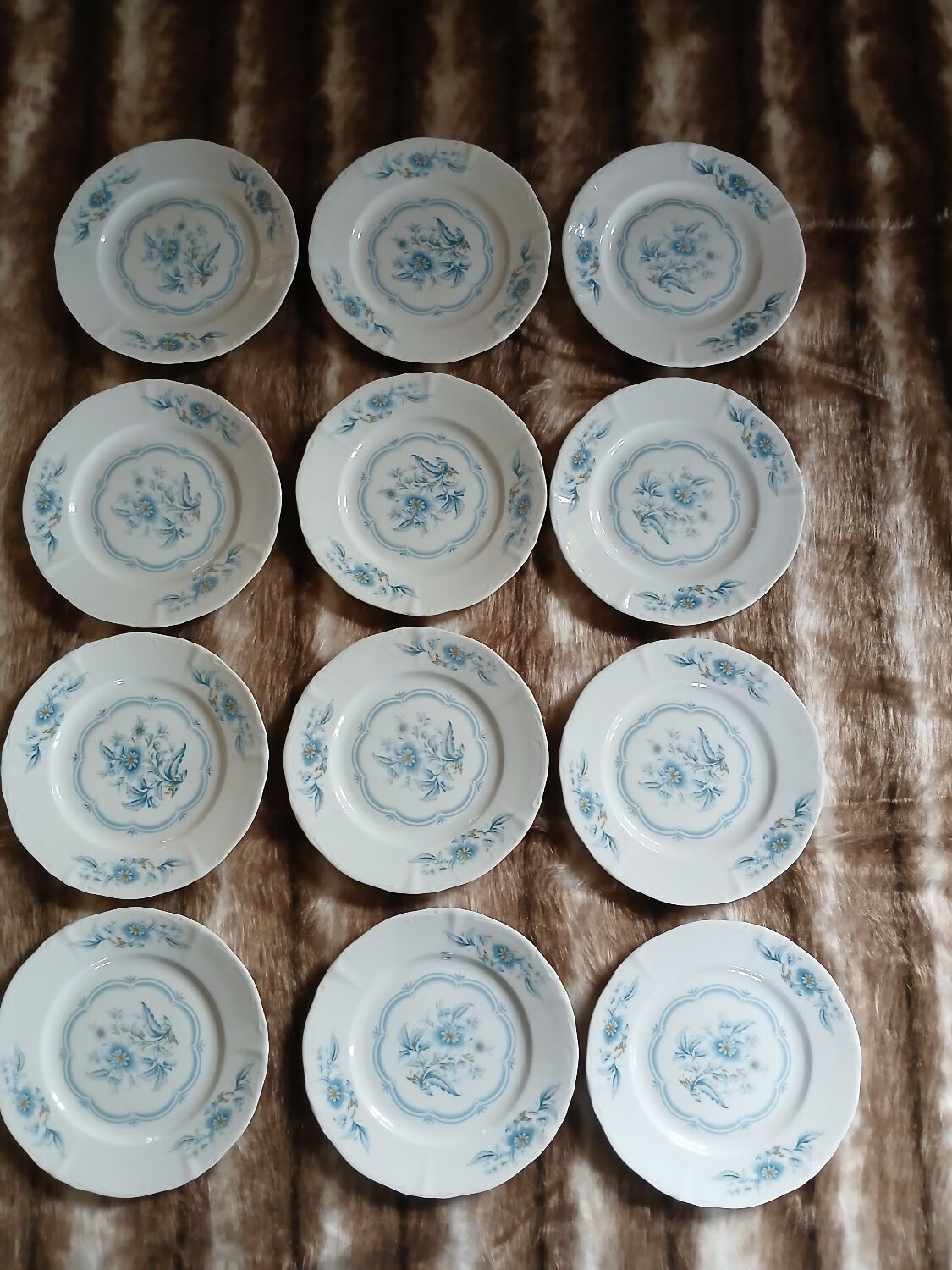 12 antique dessert plates in Chauvigny porcelain