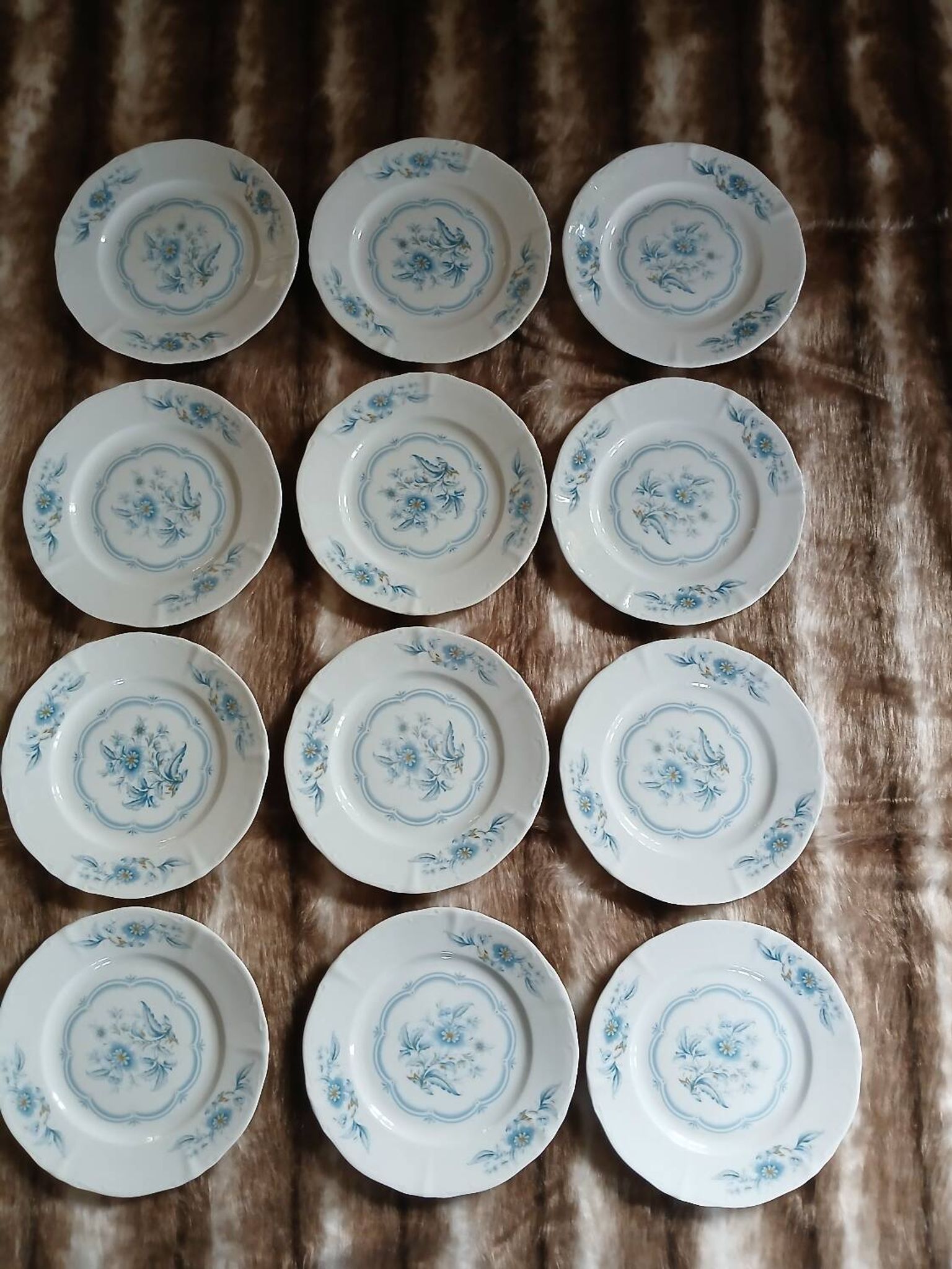 12 antique dessert plates in Chauvigny porcelain