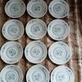 12 antique dessert plates in Chauvigny porcelain