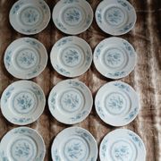 12 antique dessert plates in Chauvigny porcelain