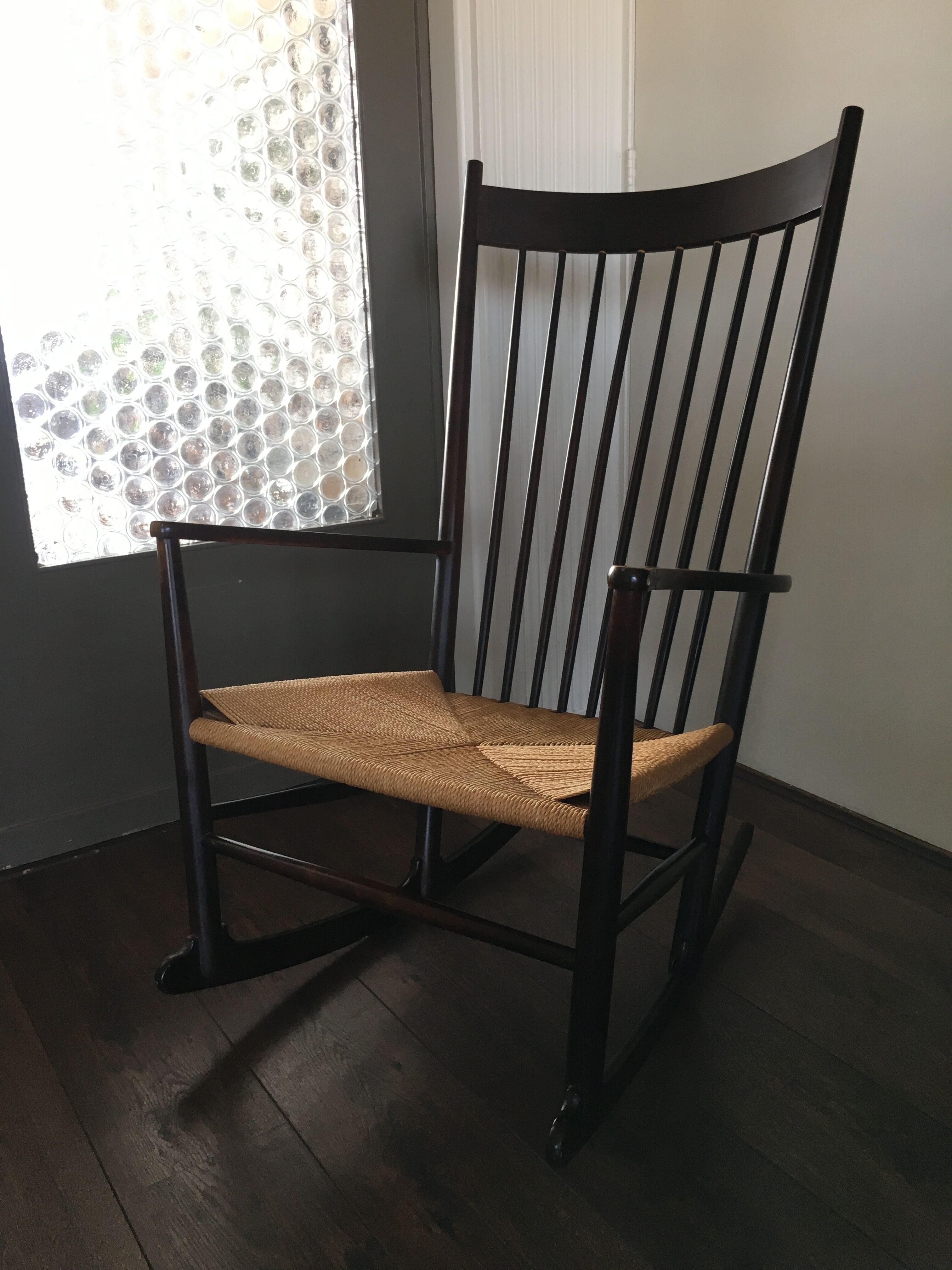 Vintage Scandinavian J16 rocking chair by Hans J. Wegner for FDB
