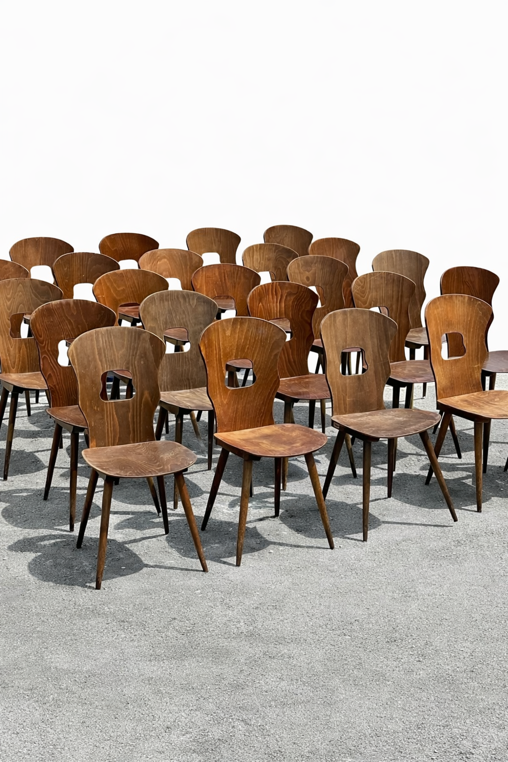 Set of wooden bistro chairs by Baumann from the 1960s.