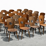 Set of wooden bistro chairs by Baumann from the 1960s.