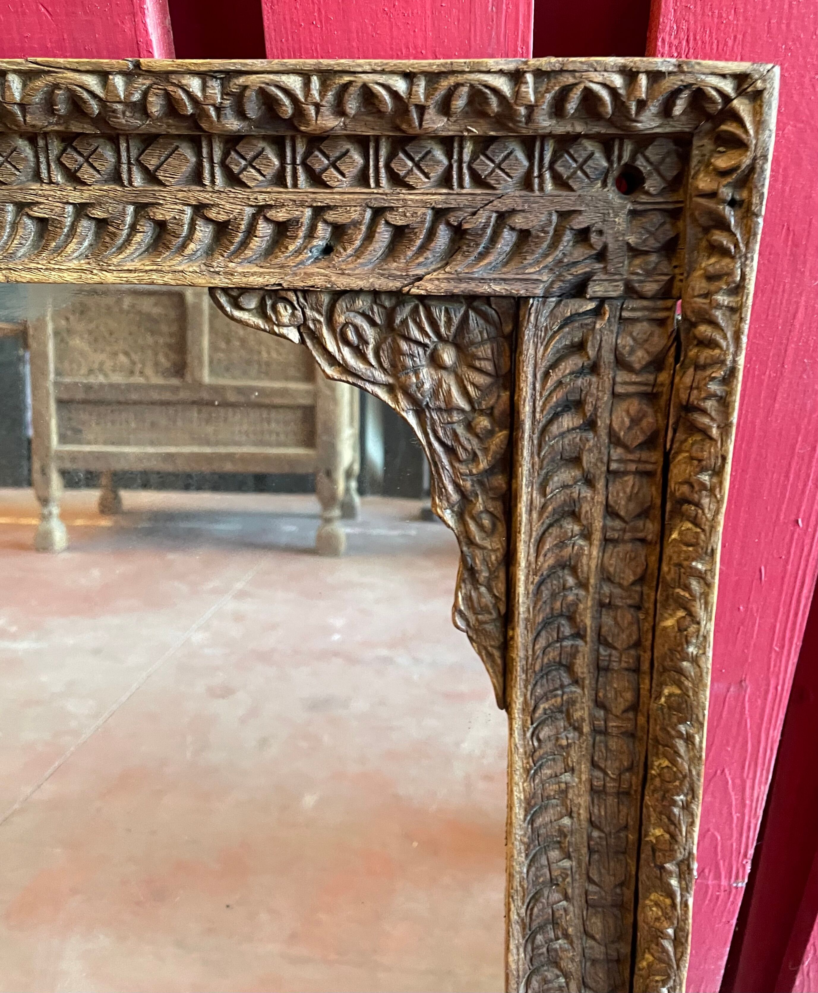 Miroir en bois de Teck 18éme, Inde Rajasthan
