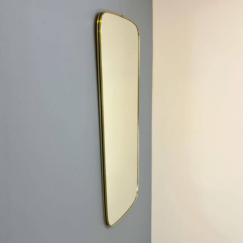 Vintage wall mirror with brass frame from the 60s, 35cm x 77cm