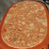 Coffee table ovalewood and marble pink salmon