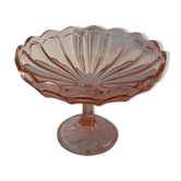 Coupe rose en verre moulé et pressé années 50
