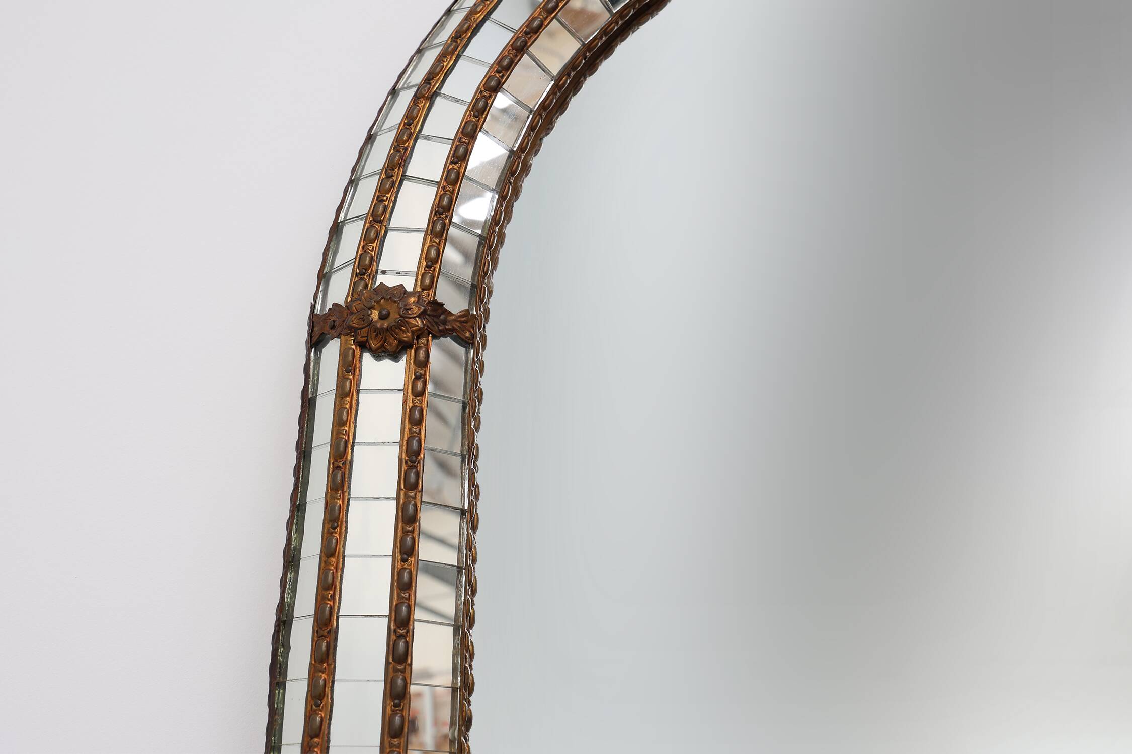 20th Century Spanish trapezoidal Venetian mosaic Mirror with brass details