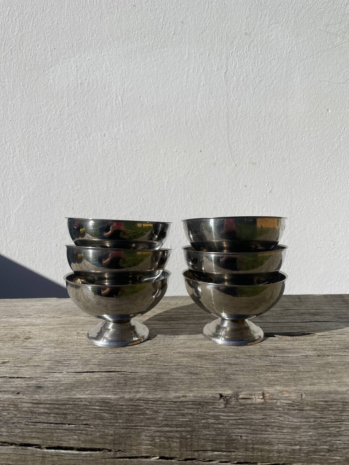 6 stainless steel bowls 1970