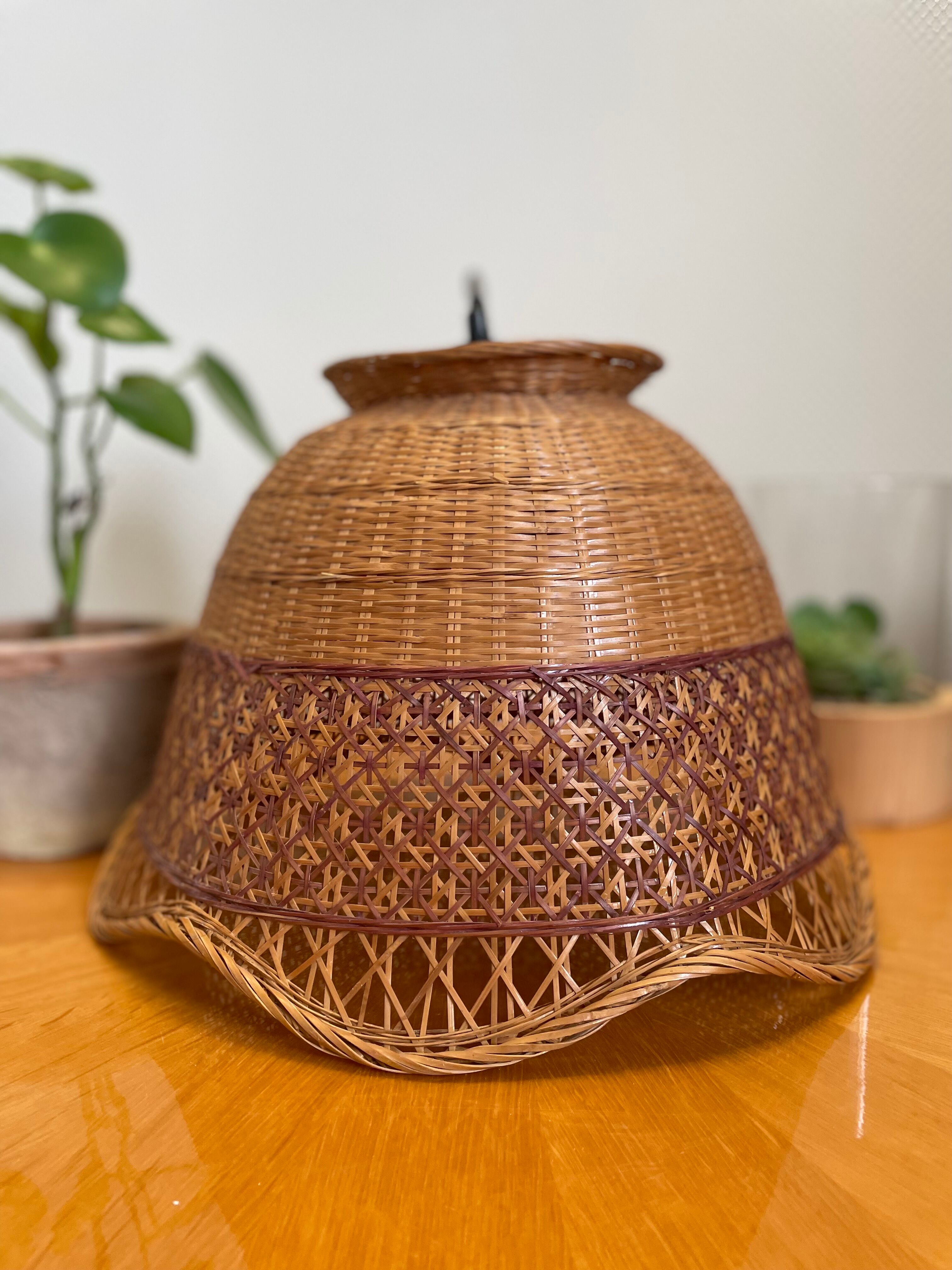 Vintage rattan wicker pendant lamp