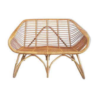 2 seater rattan bench