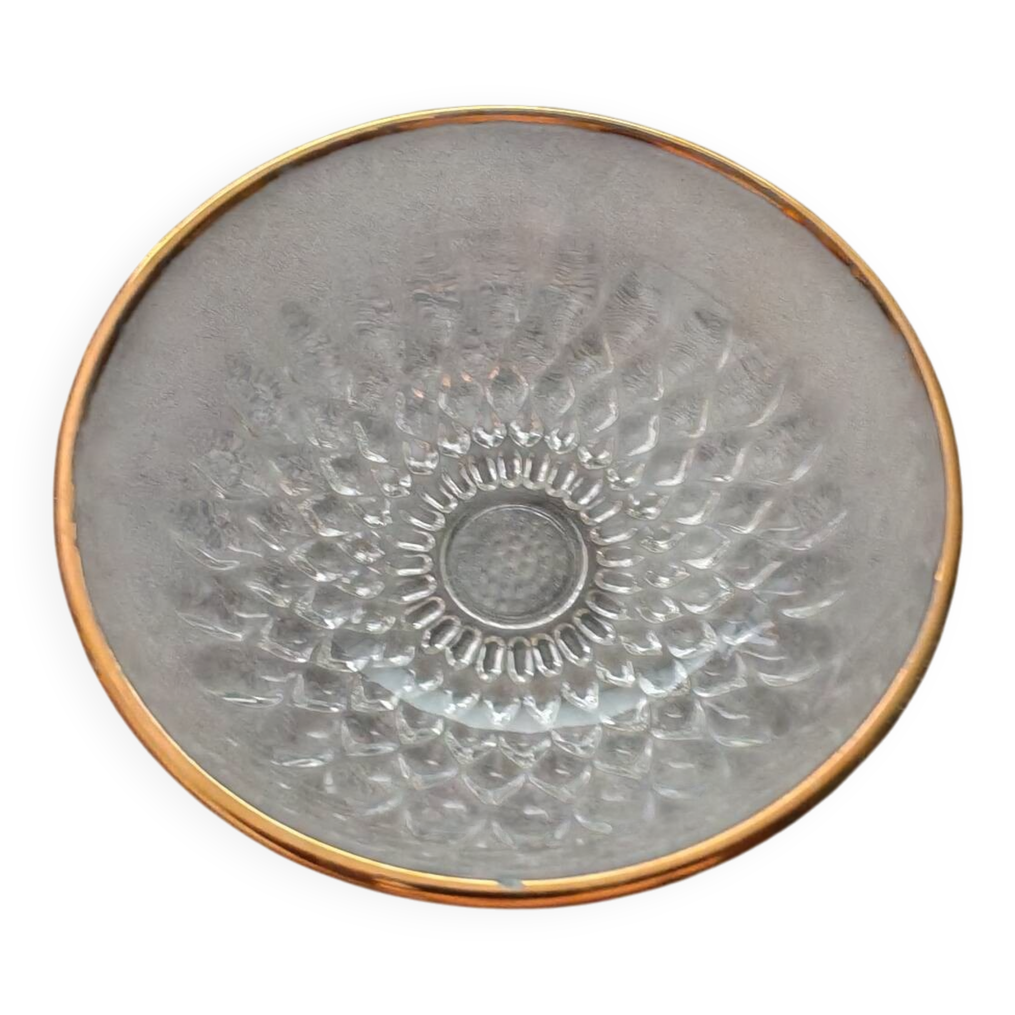 8 glass bowls with gold rim