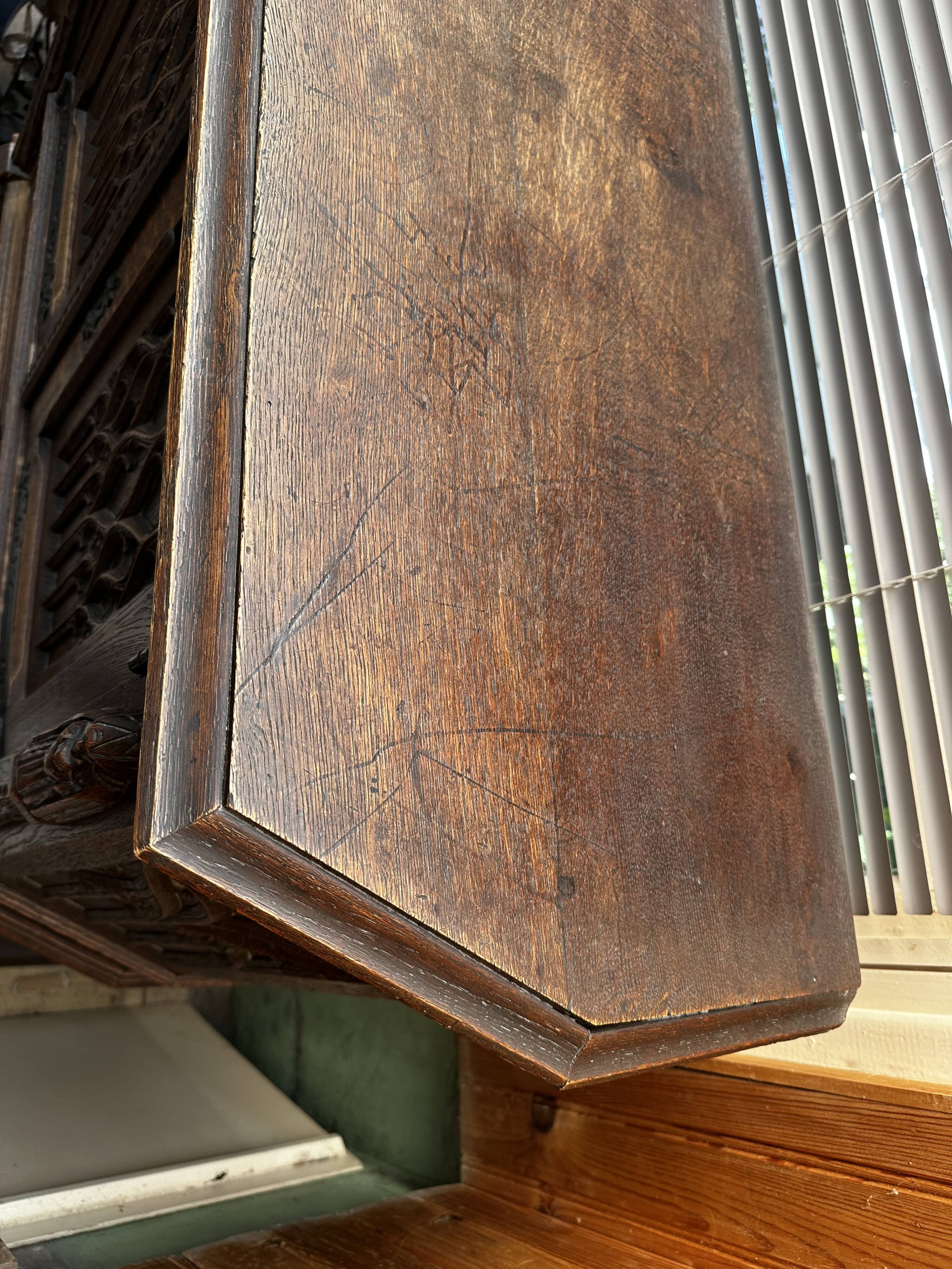Pair of Gothic style cabinets in dark oak from the 19th century.