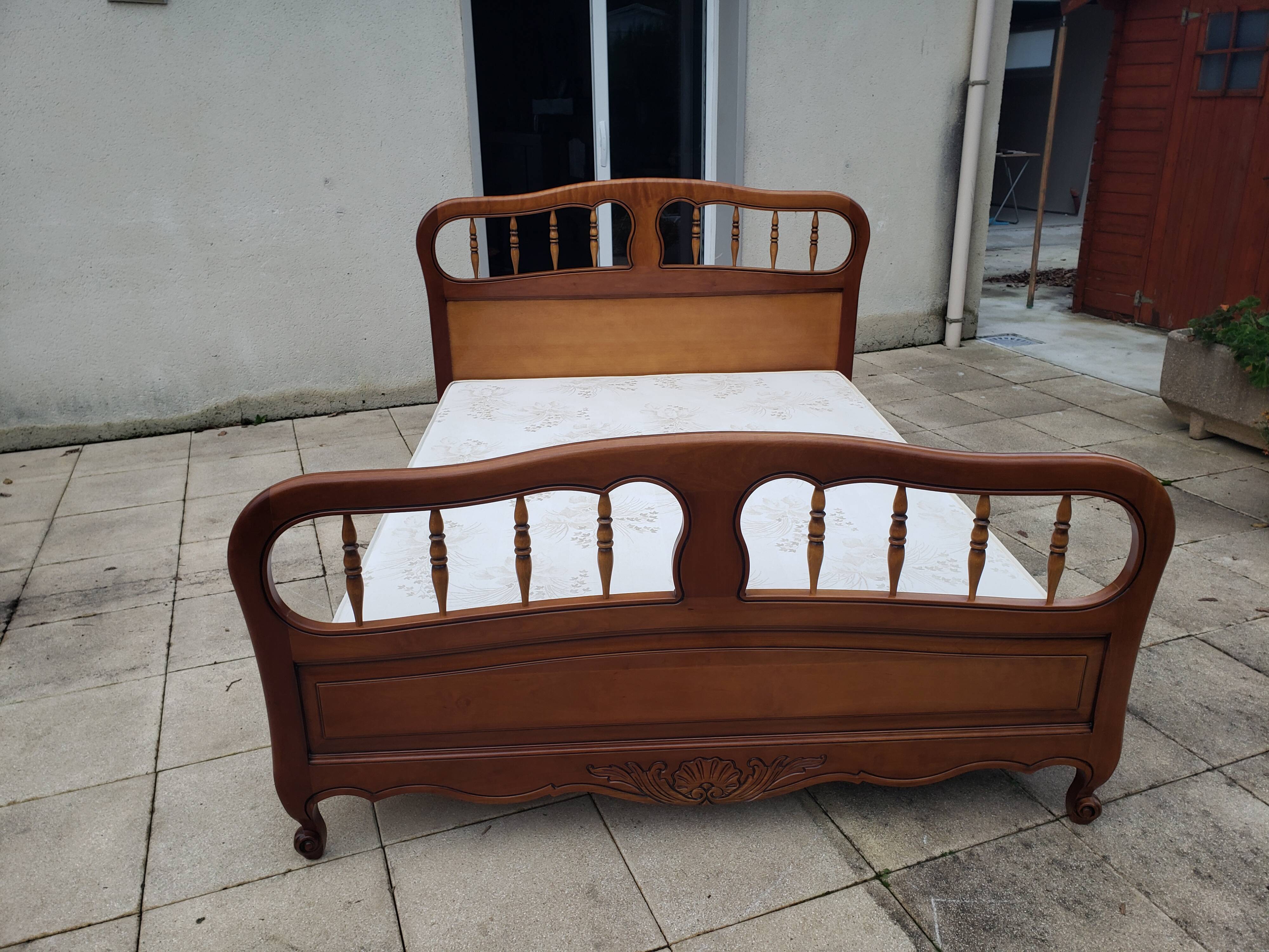 Louis XV style bed in cherry wood
