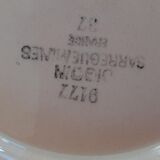 Dish - 5 ceramic dessert plates glazed by Digouin. Pink creme background. Hand-painted.