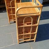 Vintage pair of bedside tables in rattan and cane – bohemian chic style
