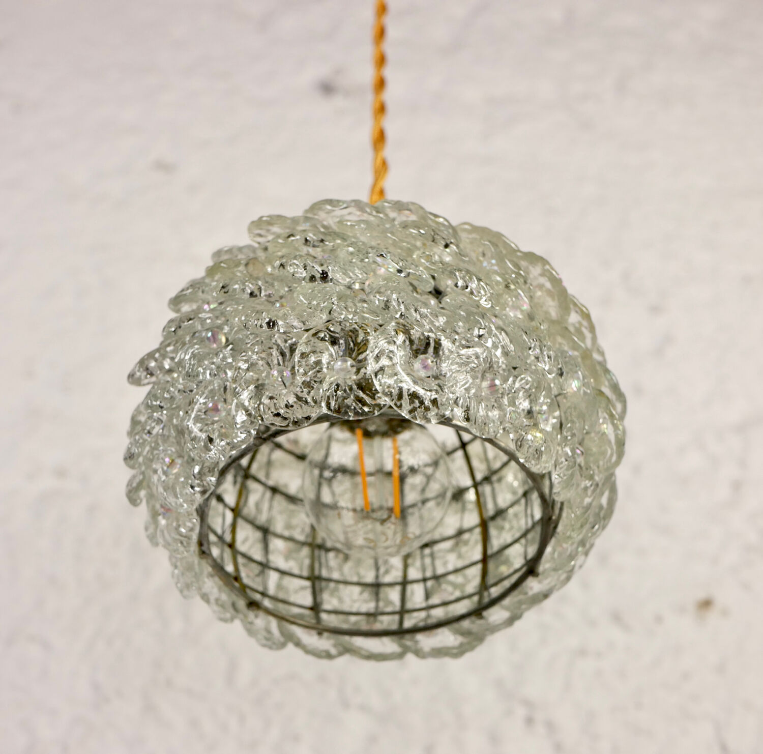 Pair of pearl glass pendant lamps