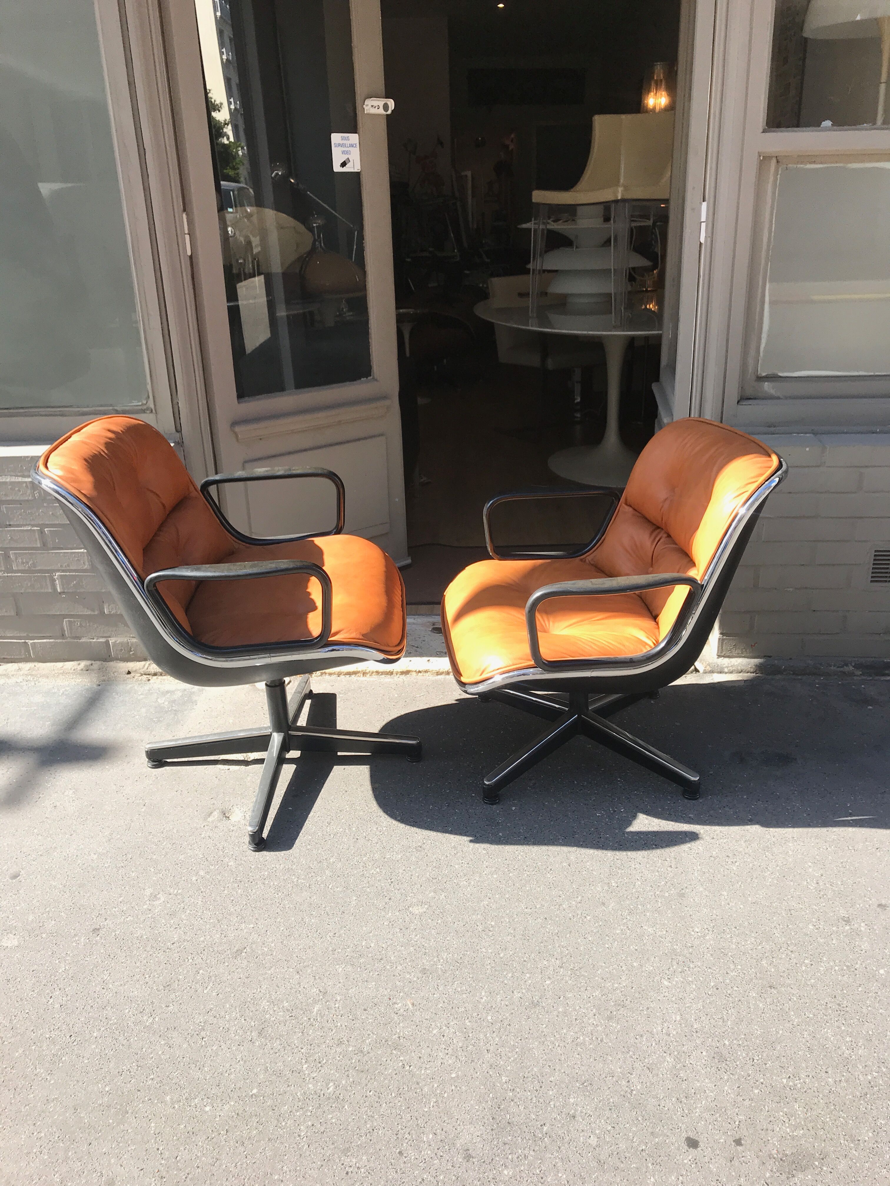 Knoll edition Pollock leather cognac chair