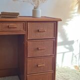 Vintage rattan desk from the 1970s.