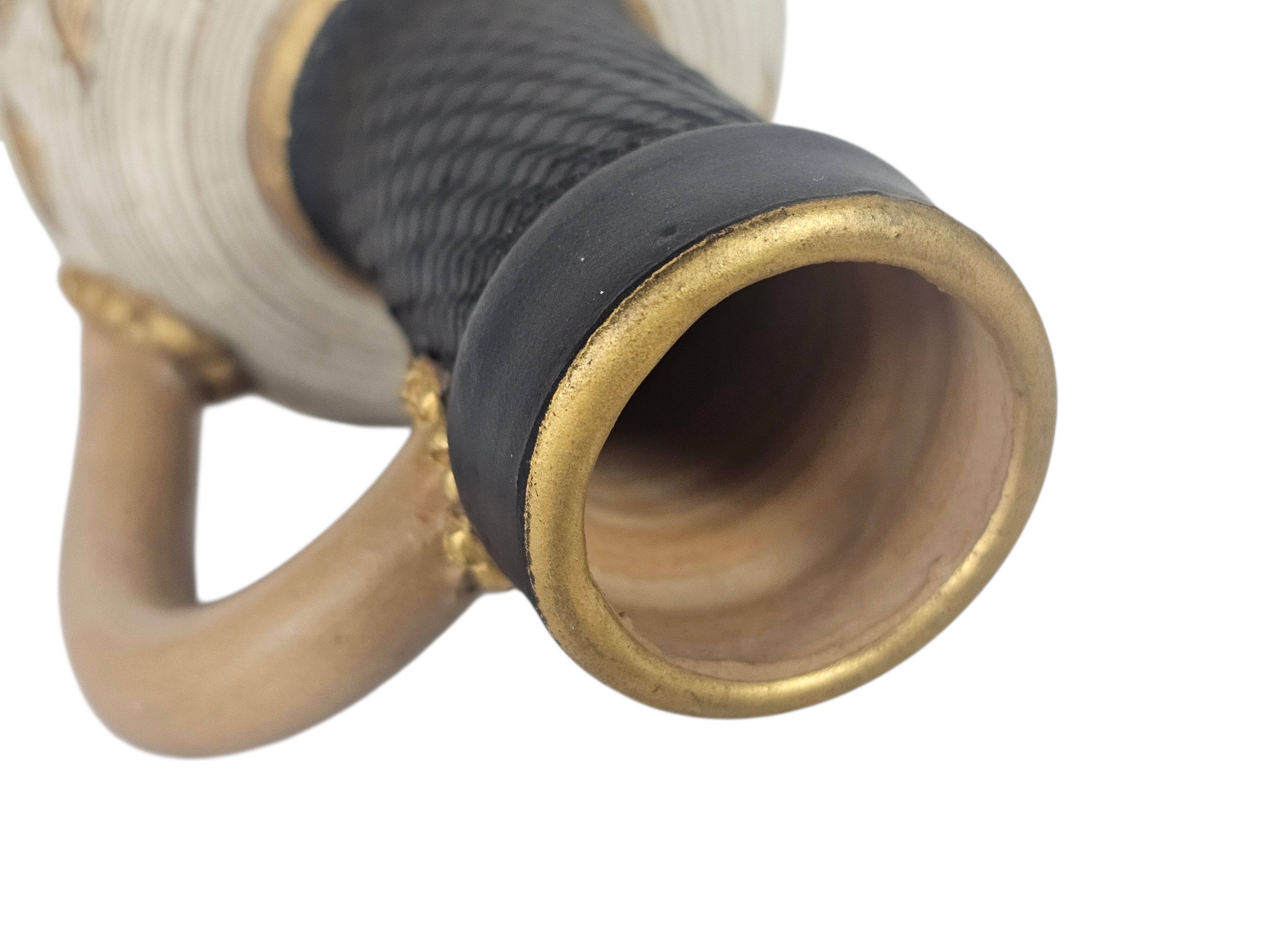 Fratelli Fanciullacci | Sgraffito | ear vase | gilded leaves | 1970s