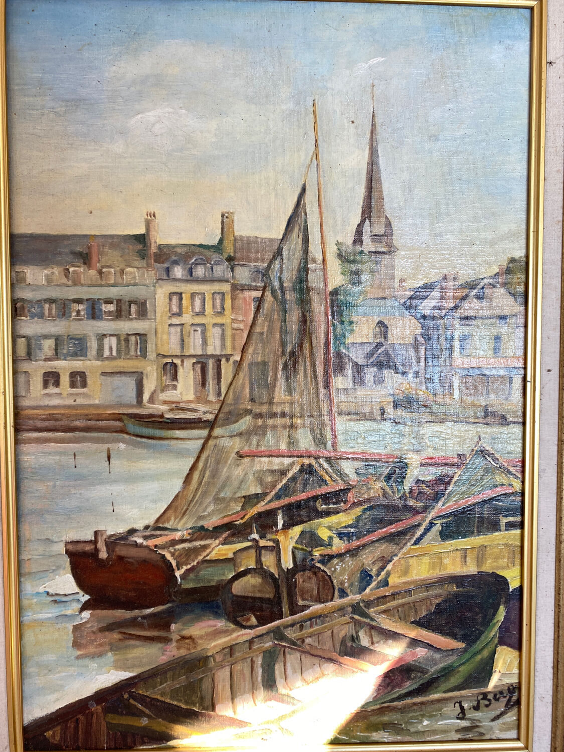 Peinture marine de voiliers signée