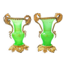 Pairs of small vases in green opaline (uranium/uraline) Napoleon III