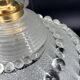 Set of 3 moulded glass pendant lights with cabochons, Art Deco style Ezan.