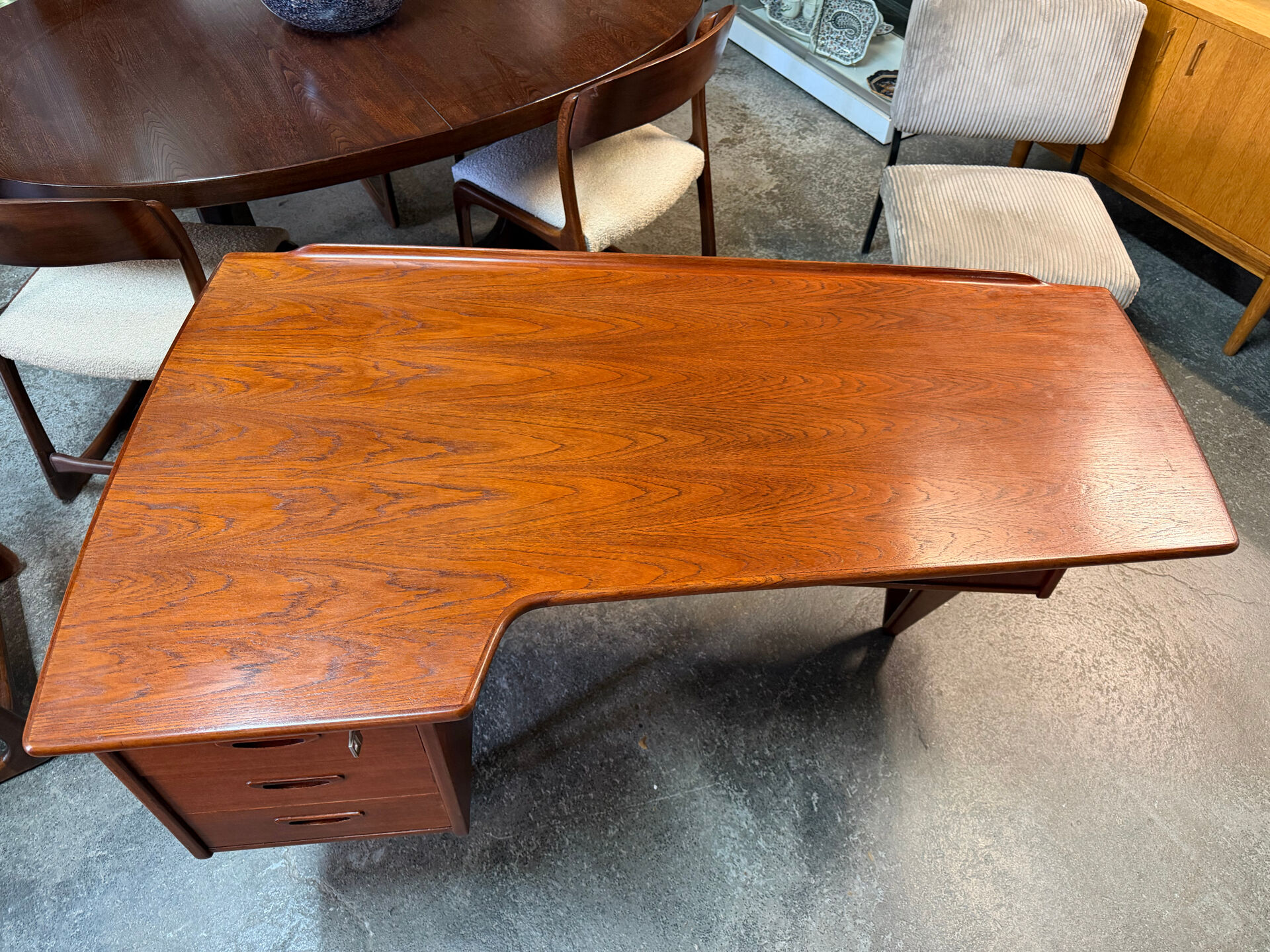 Boomerang desk double-sided by goran strand circa 1960 sweden