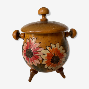 Painted wooden pot