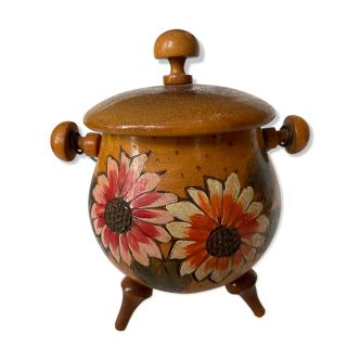 Painted wooden pot