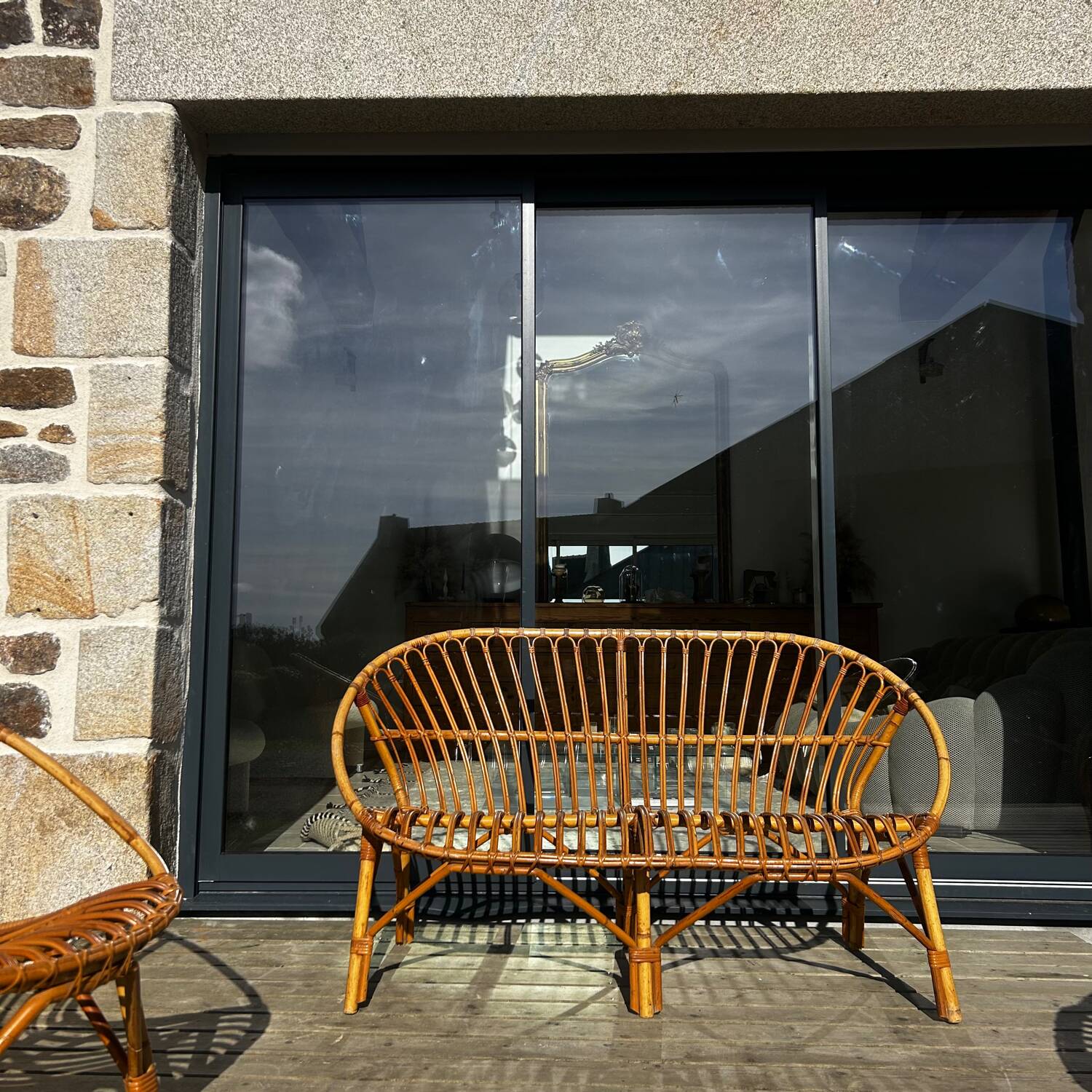 Rattan bench from the 60s